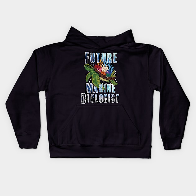 Future Marine Biologist Ocean Turtle Biology Kids Hoodie by Ramadangonim